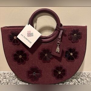 Like New Kate Spade “On Purpose” Floral Applique Circle Tote”,